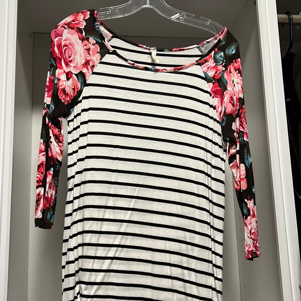 Stripe and rose top